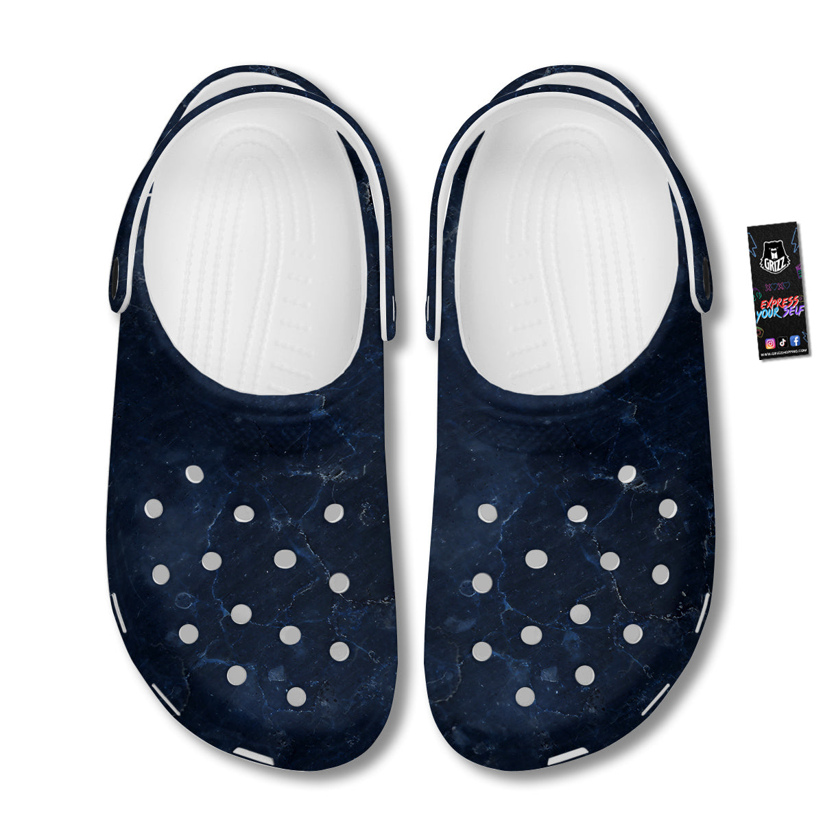 Marble Dark Blue Print Clog-grizzshop