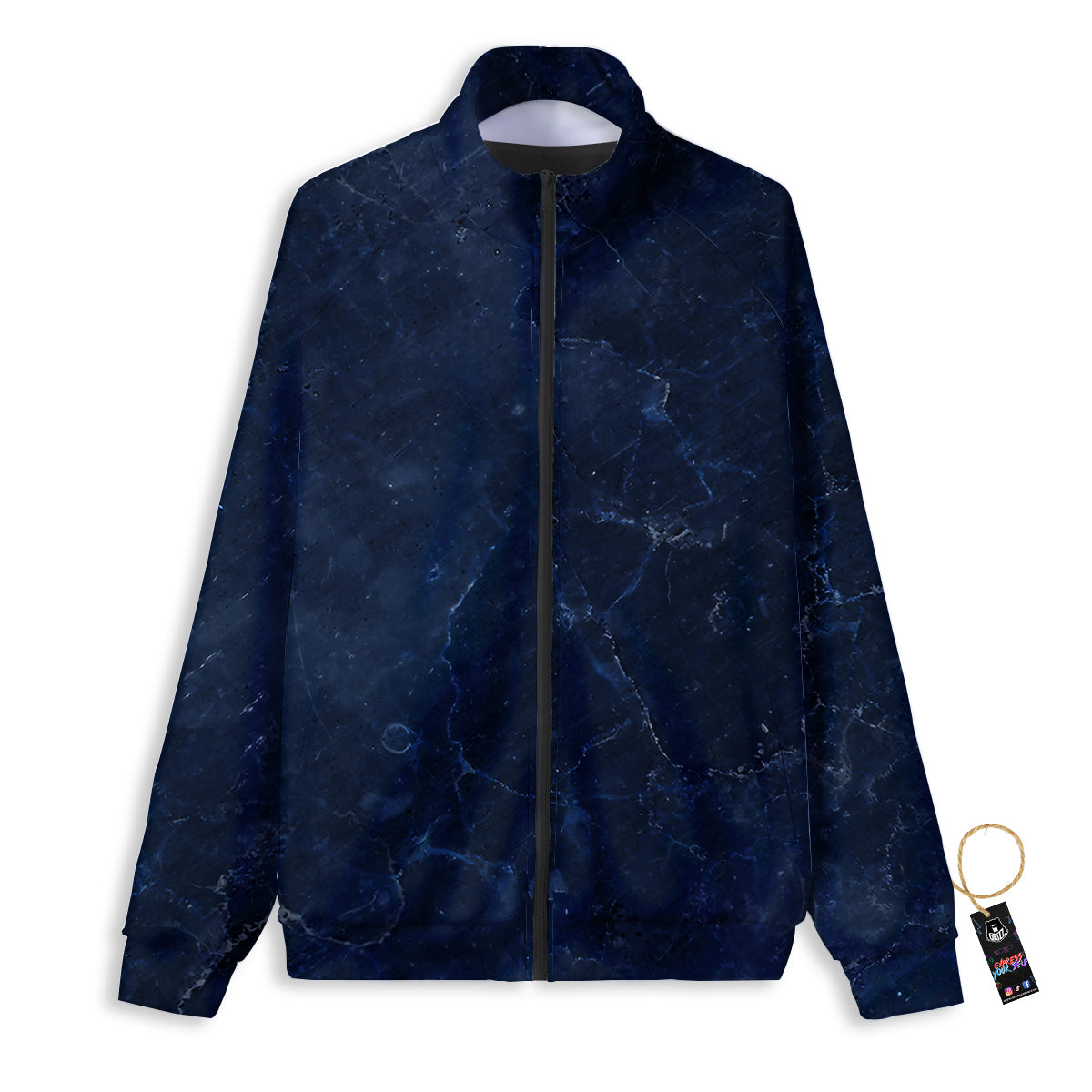 Marble Dark Blue Print Track Jacket-grizzshop