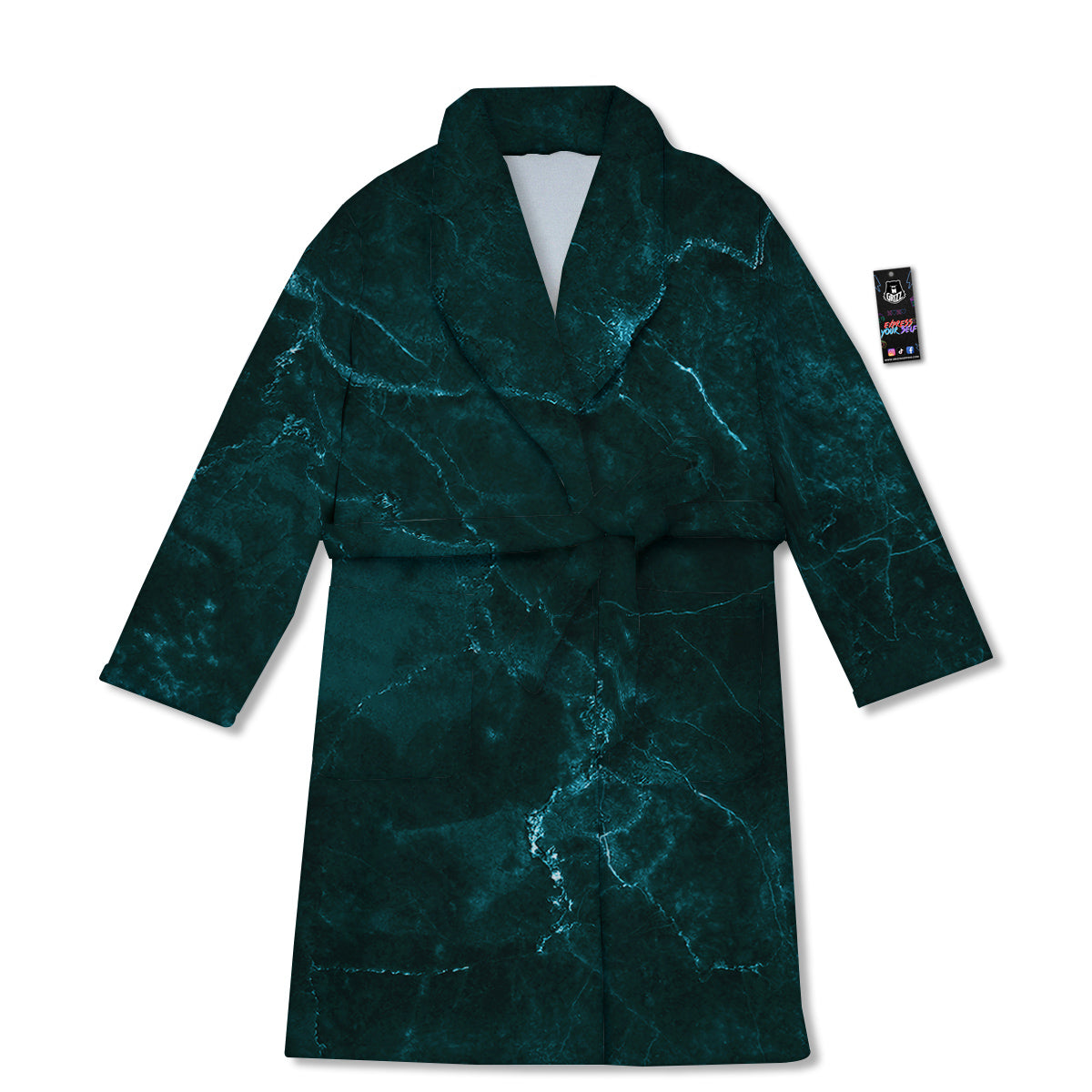Marble Dark Green Print Bathrobe-grizzshop
