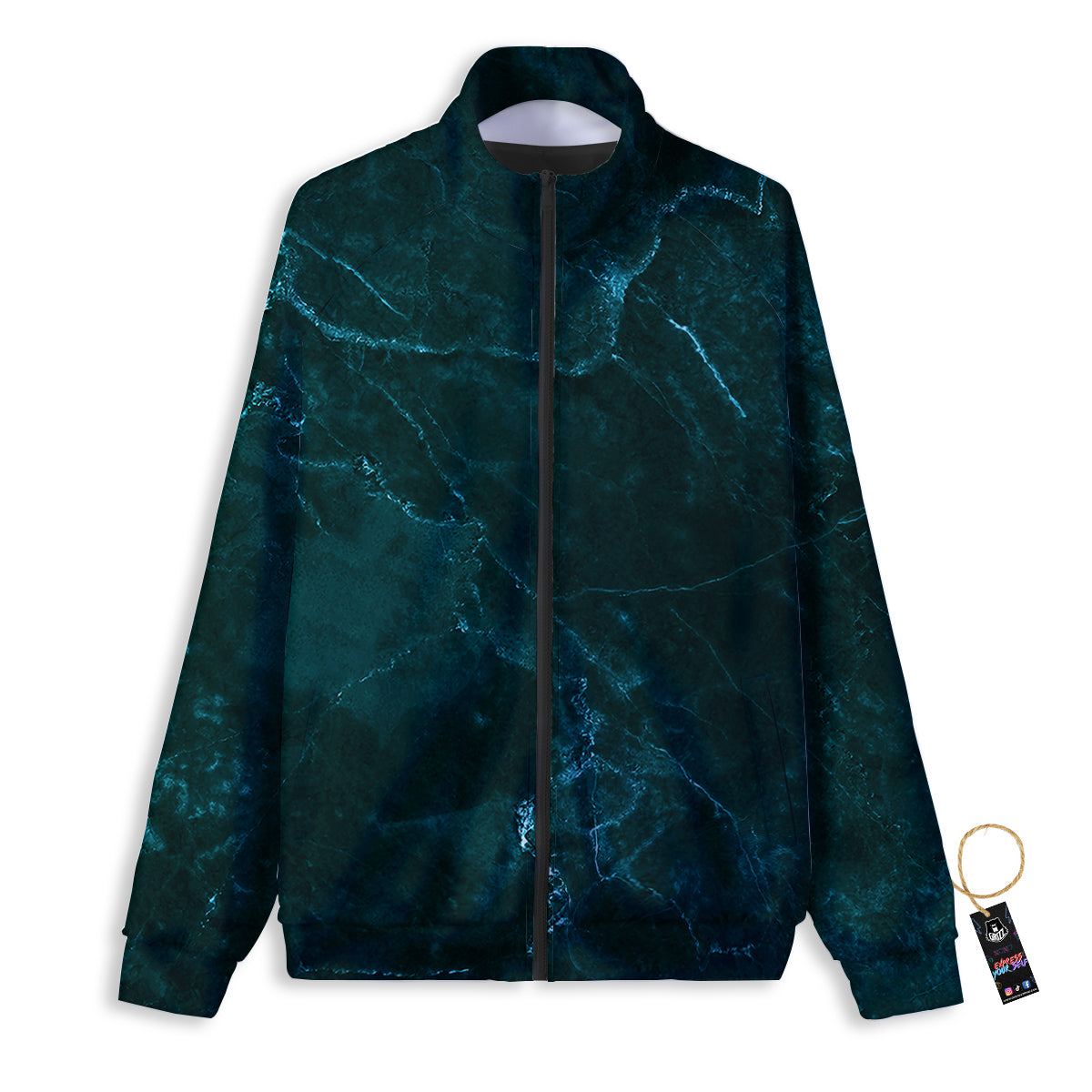 Marble Dark Green Print Track Jacket-grizzshop