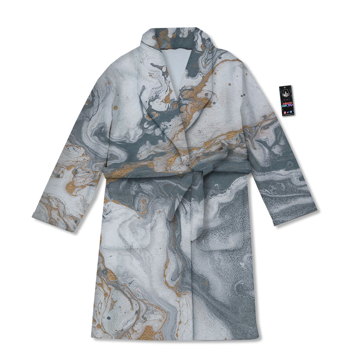 Marble Grey Bronze Print Bathrobe-grizzshop