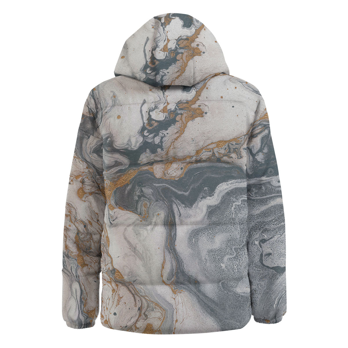 Marble Grey Bronze Print Down Jacket-grizzshop