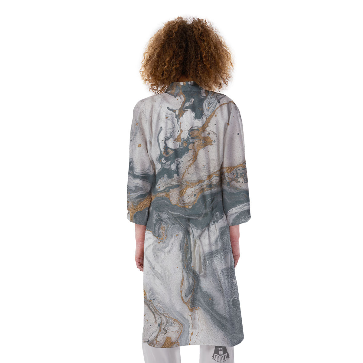 Marble Grey Bronze Print Kimono-grizzshop