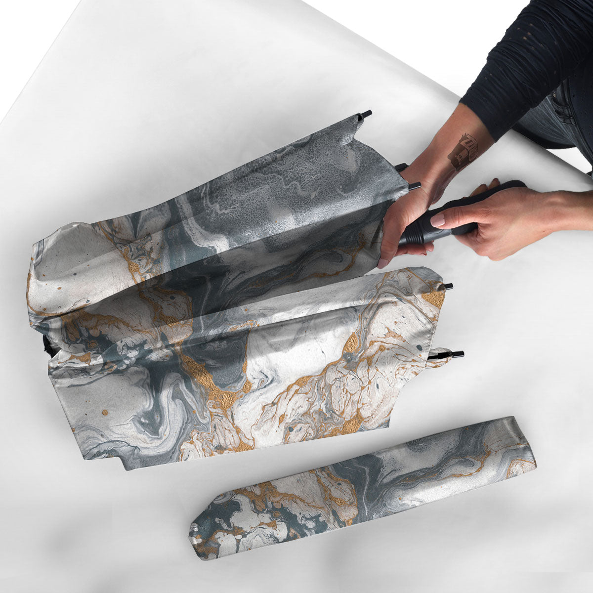 Marble Grey Bronze Print Umbrella-grizzshop