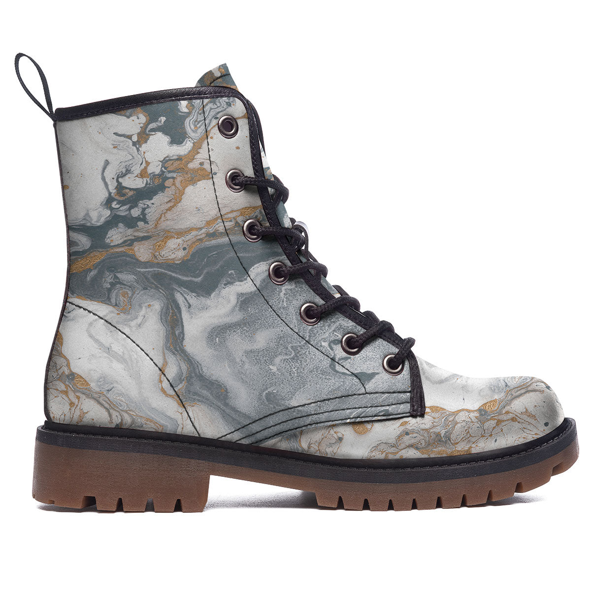 Marble Grey Bronze Print Work Boots-grizzshop