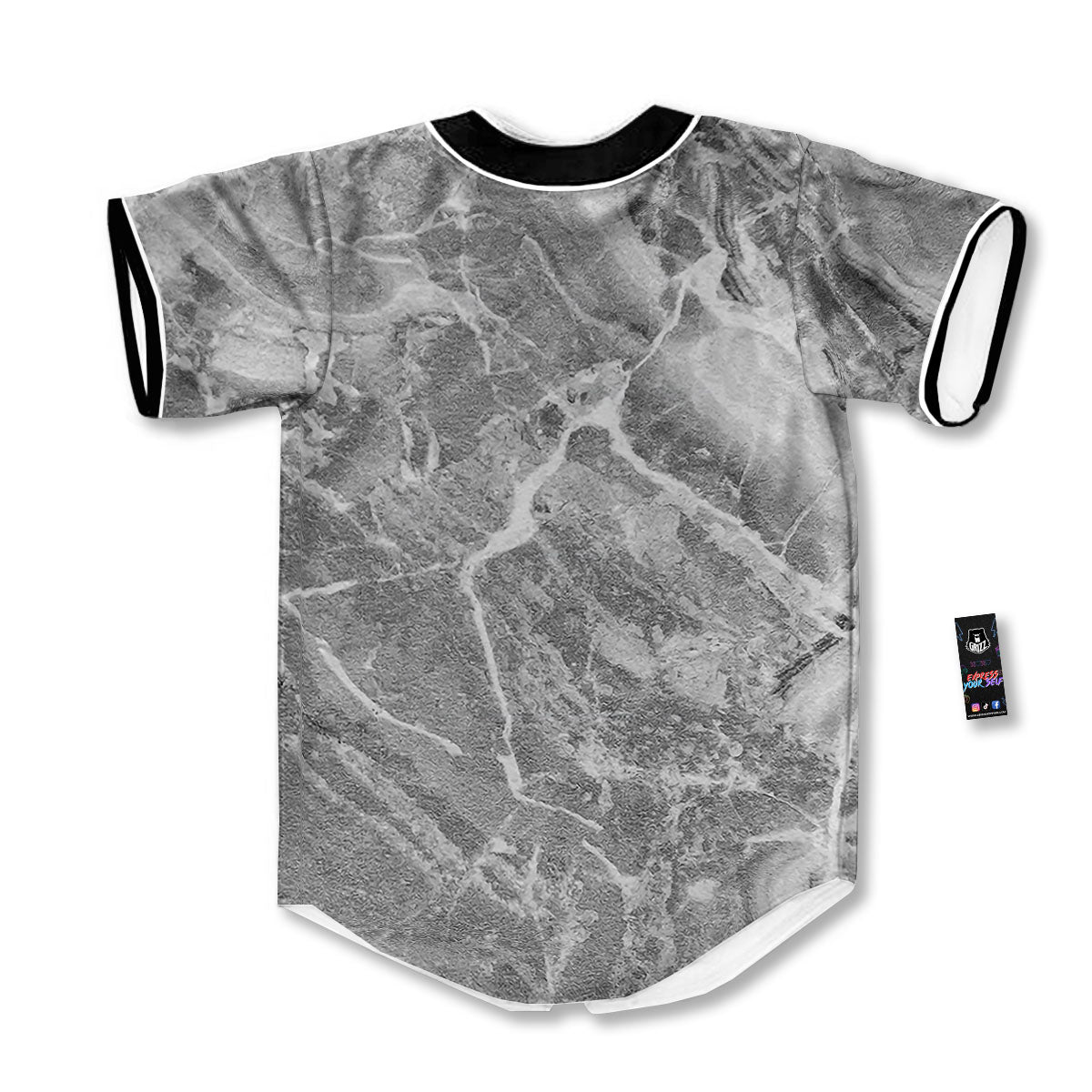 Marble Grey Print Baseball Jersey-grizzshop