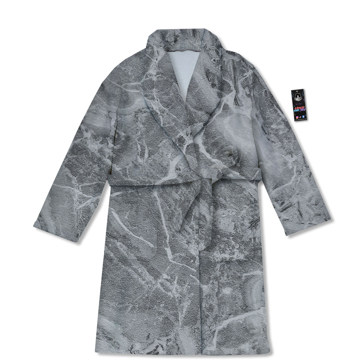 Marble Grey Print Bathrobe-grizzshop