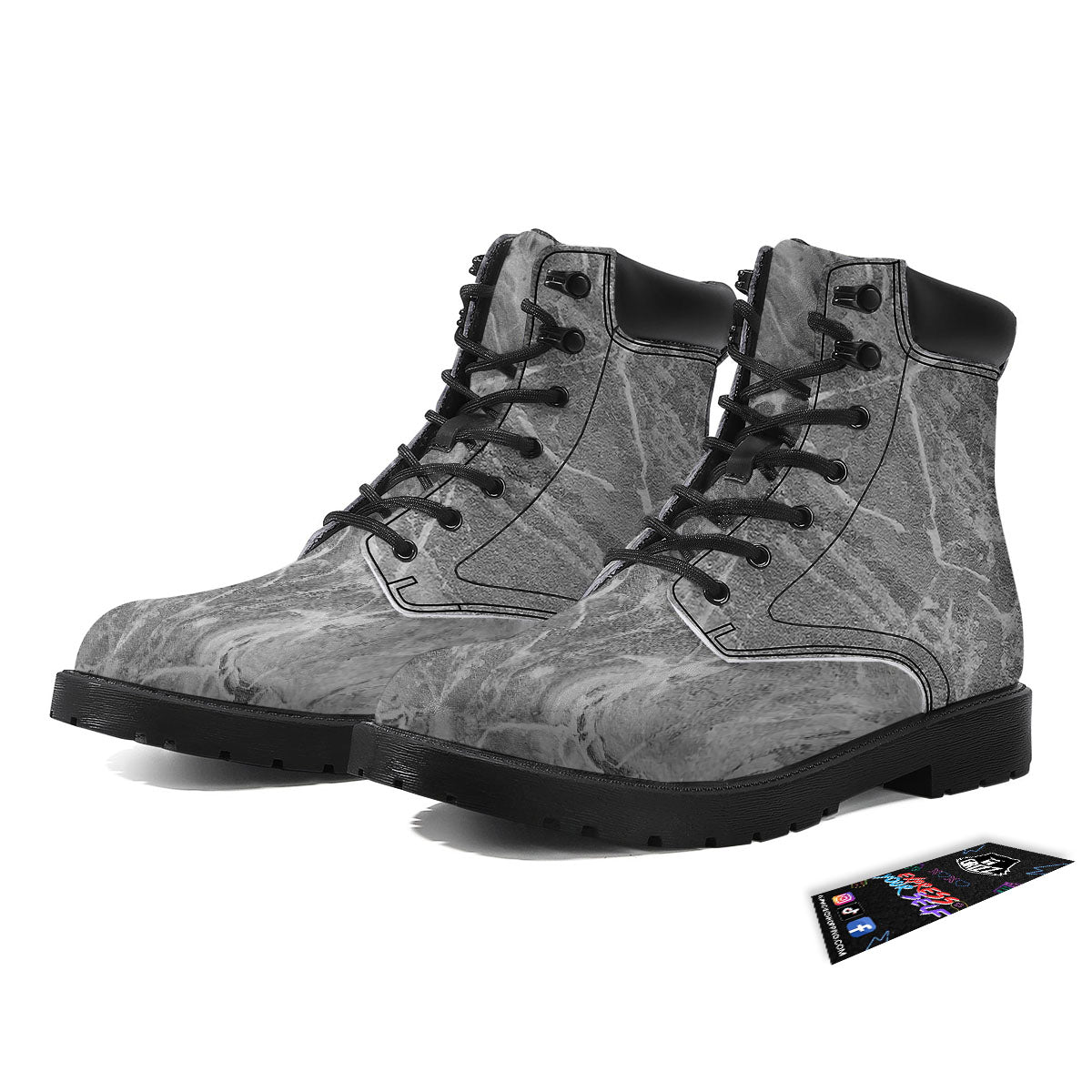 Marble Grey Print Boots-grizzshop