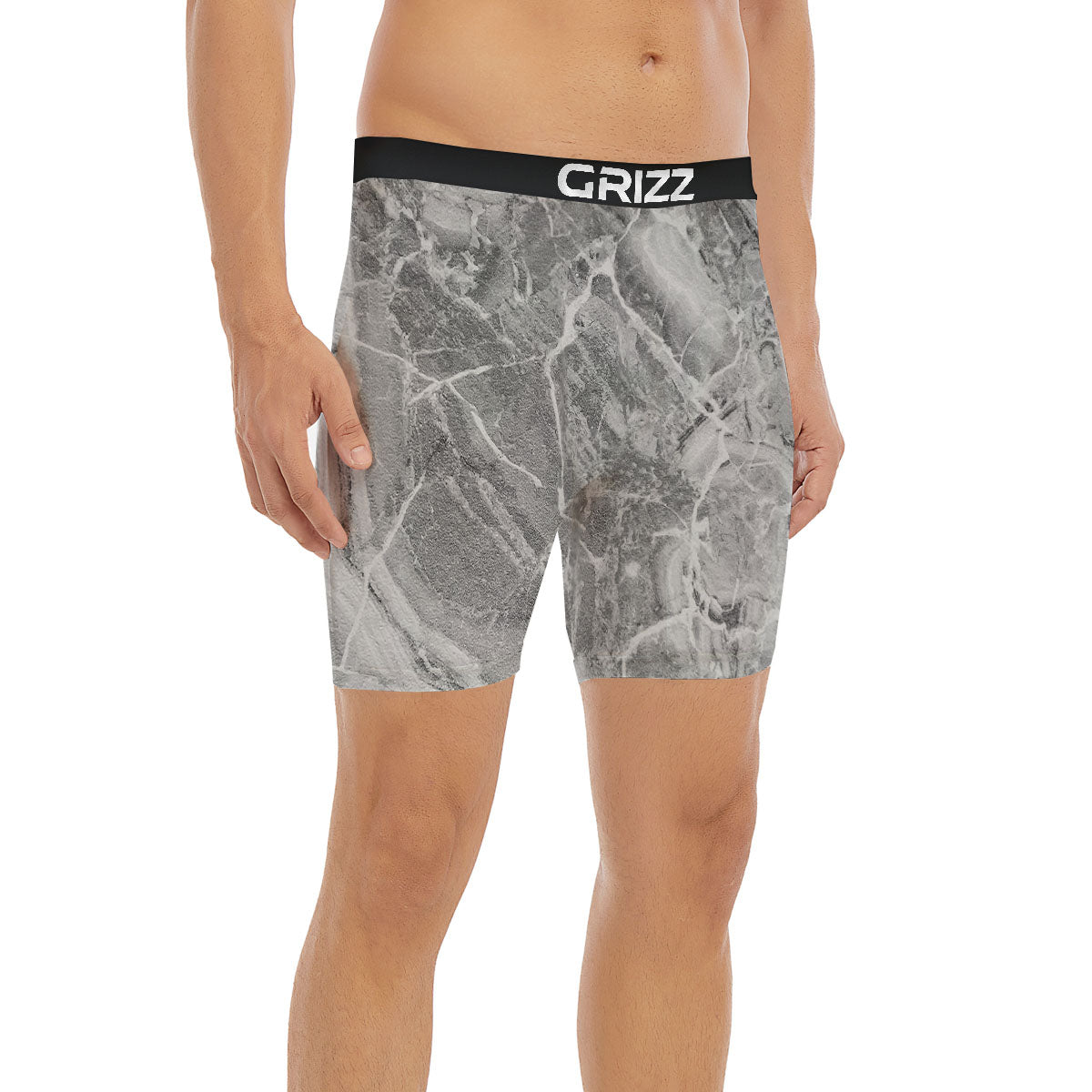 Marble Grey Print Boxer Briefs-grizzshop