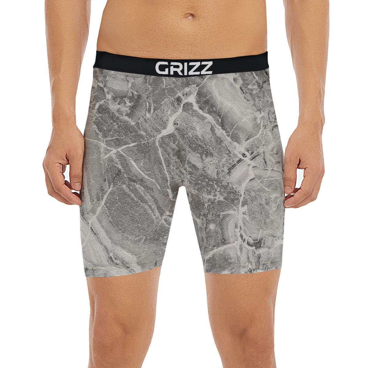 Marble Grey Print Boxer Briefs-grizzshop
