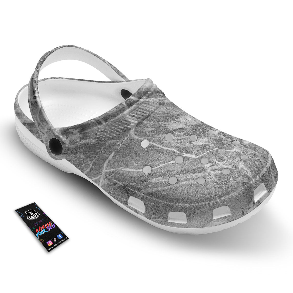 Marble Grey Print Clog-grizzshop