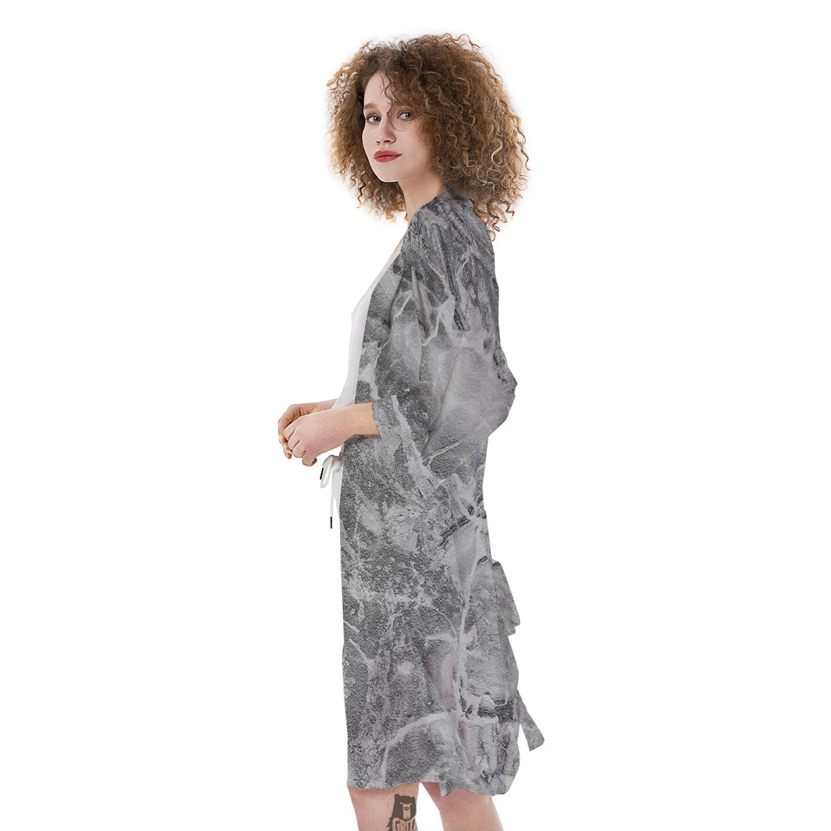 Marble Grey Print Kimono-grizzshop