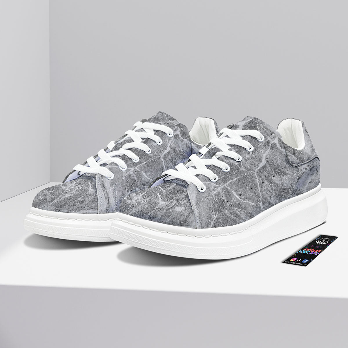 Marble Grey Print Platform Shoes-grizzshop