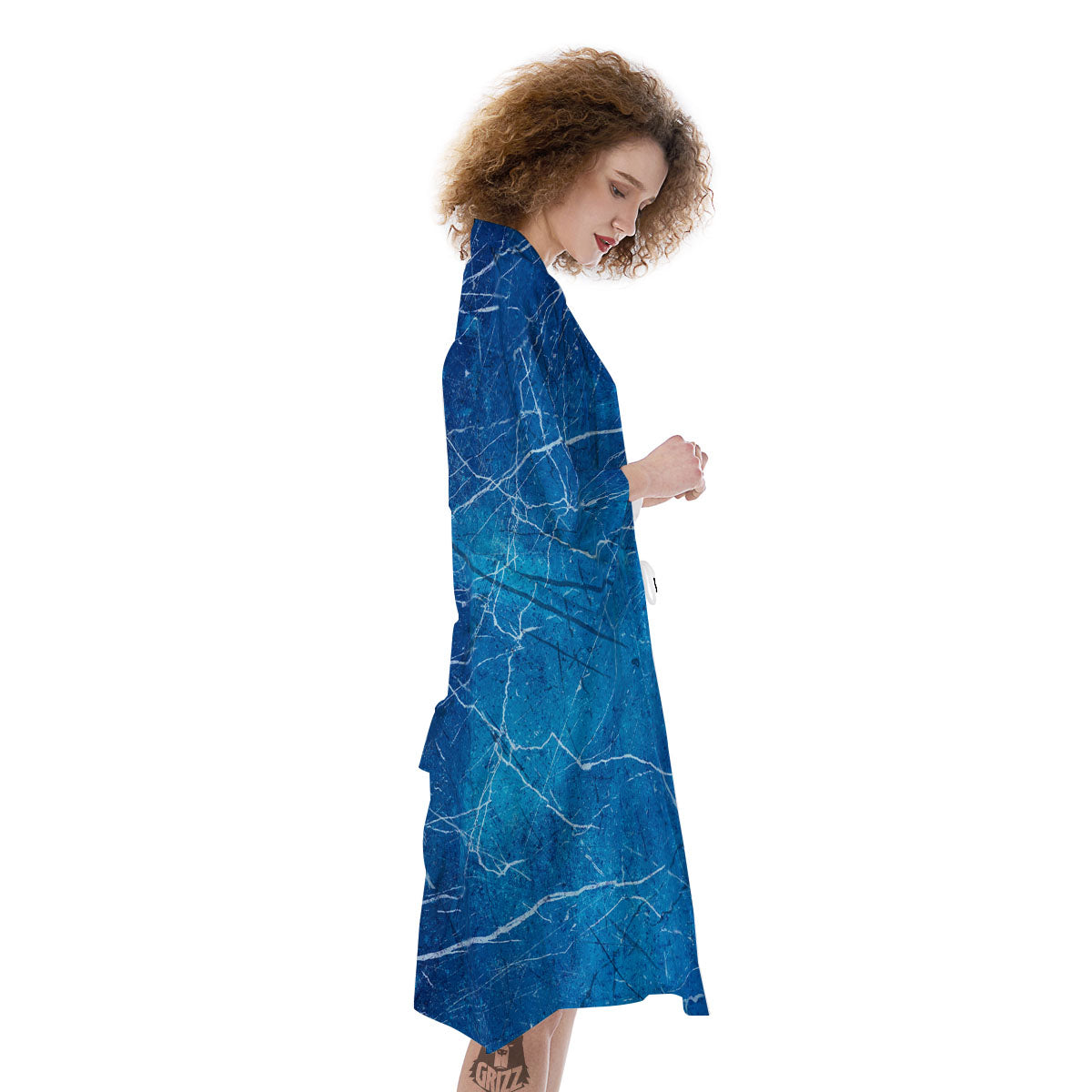 Marble Ice Blue Print Kimono-grizzshop