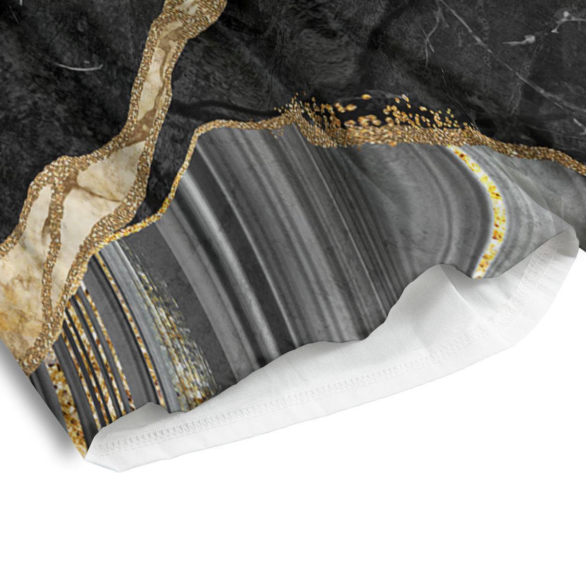 Marble Liquid Black Gold Print Men's Athletic Shorts