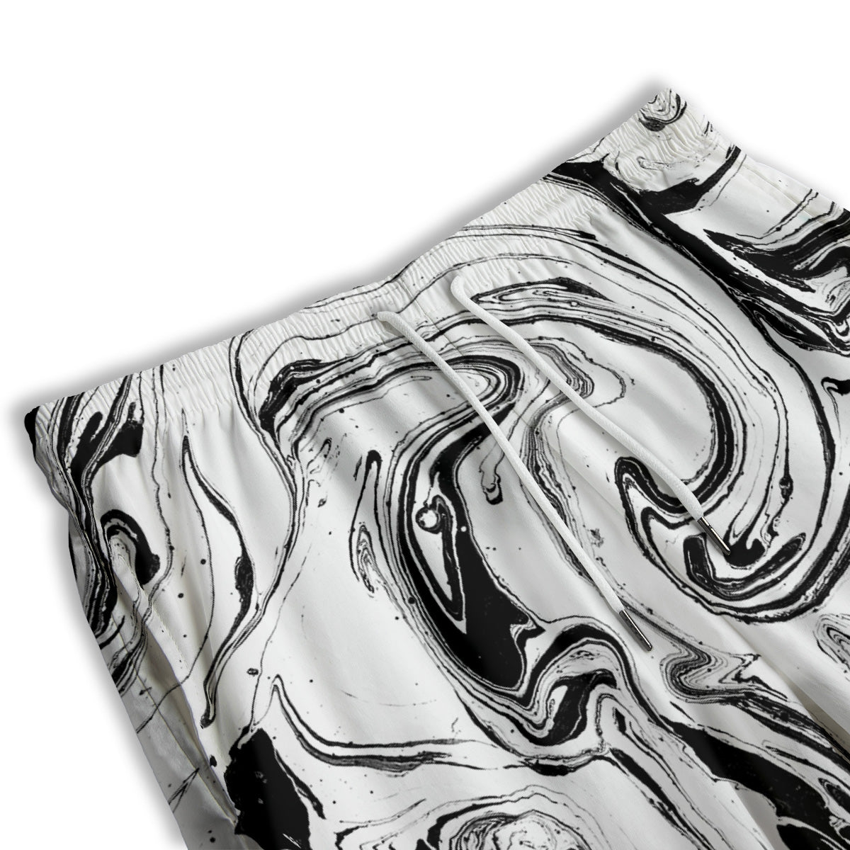 Marble Liquid Black White Print Men's Athletic Shorts
