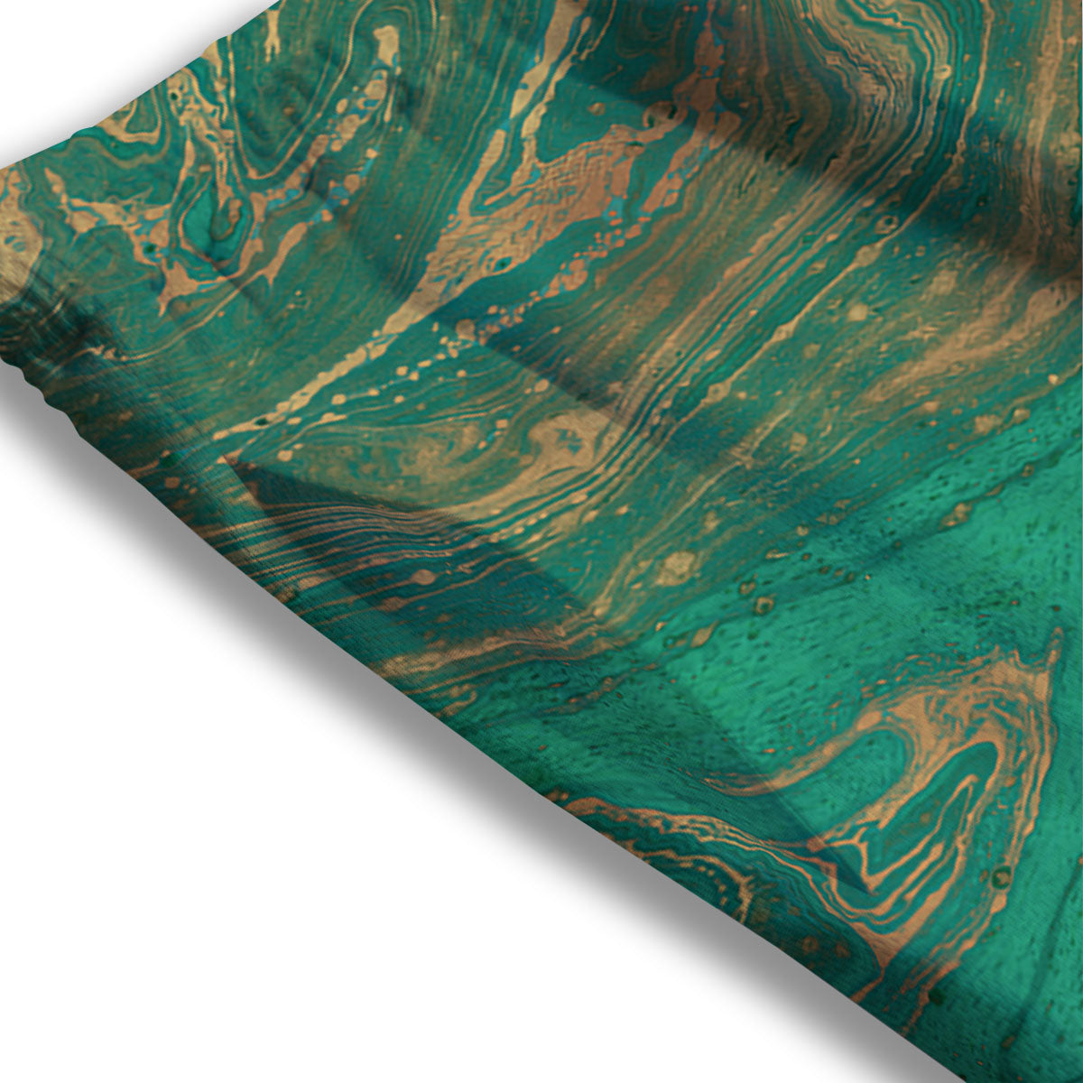 Marble Liquid Green Gold Print Mesh Shorts