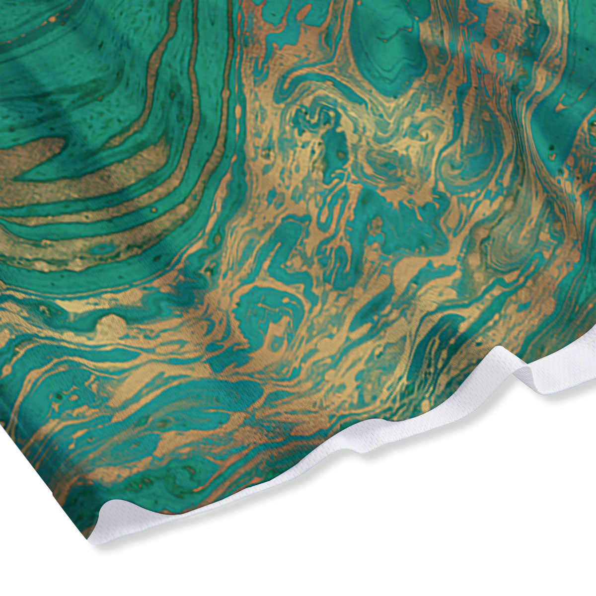 Marble Liquid Green Gold Print Mesh Shorts