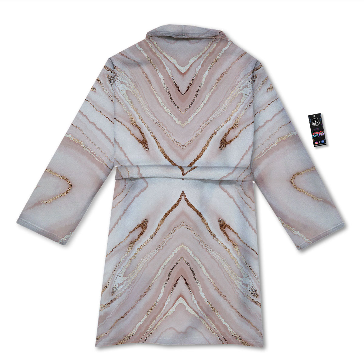Marble Liquid Pink Gold Print Pattern Bathrobe-grizzshop