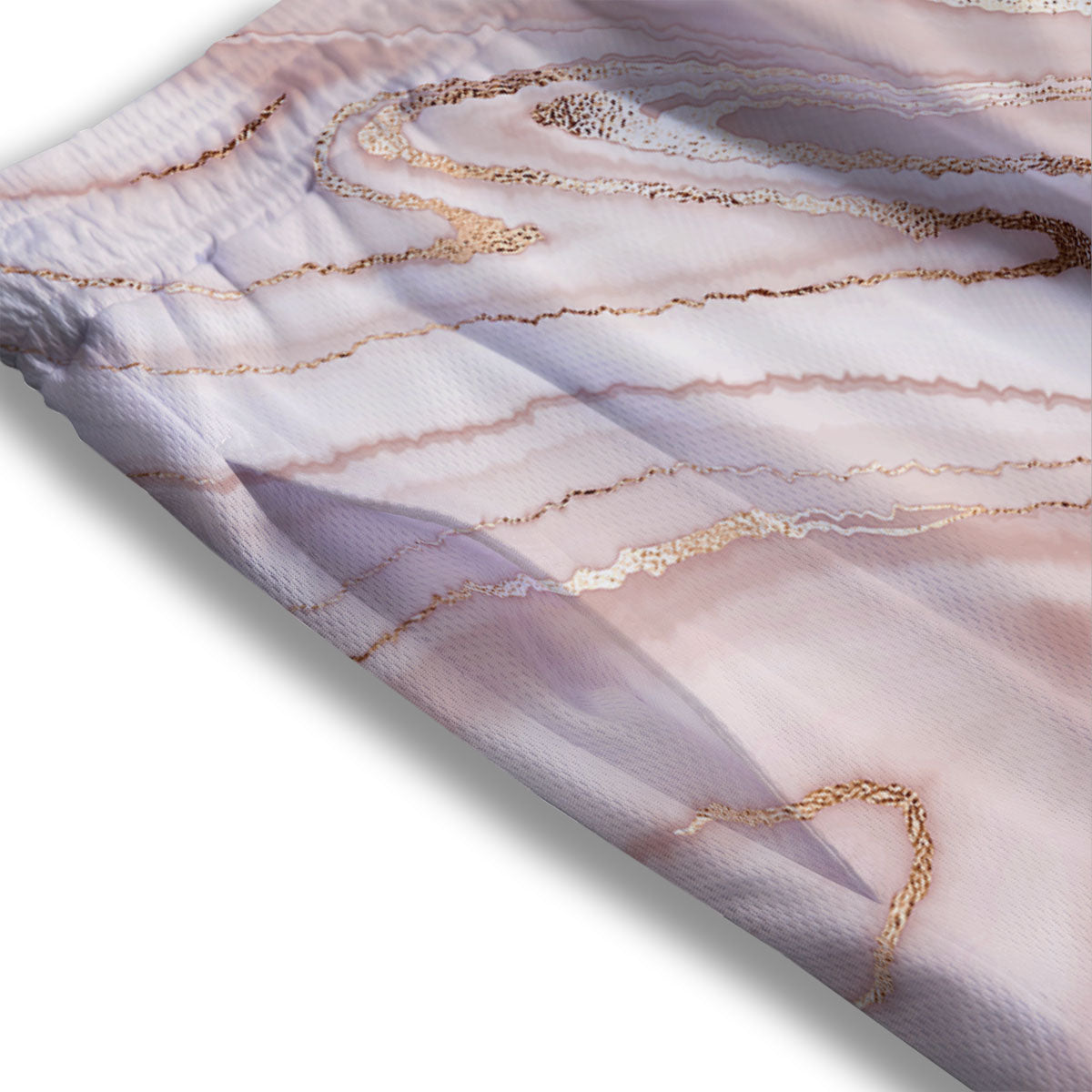 Marble Liquid Pink Gold Print Pattern Mesh Shorts