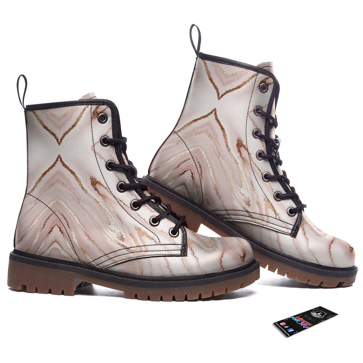 Marble Liquid Pink Gold Print Pattern Work Boots-grizzshop