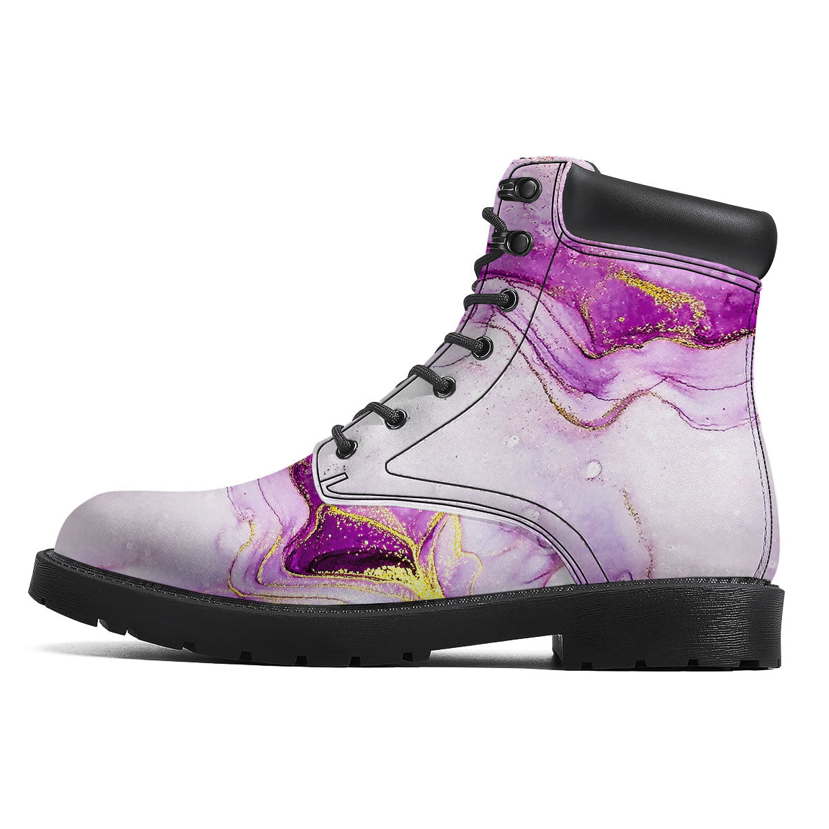 Marble Liquid Purple Print Pattern Boots-grizzshop