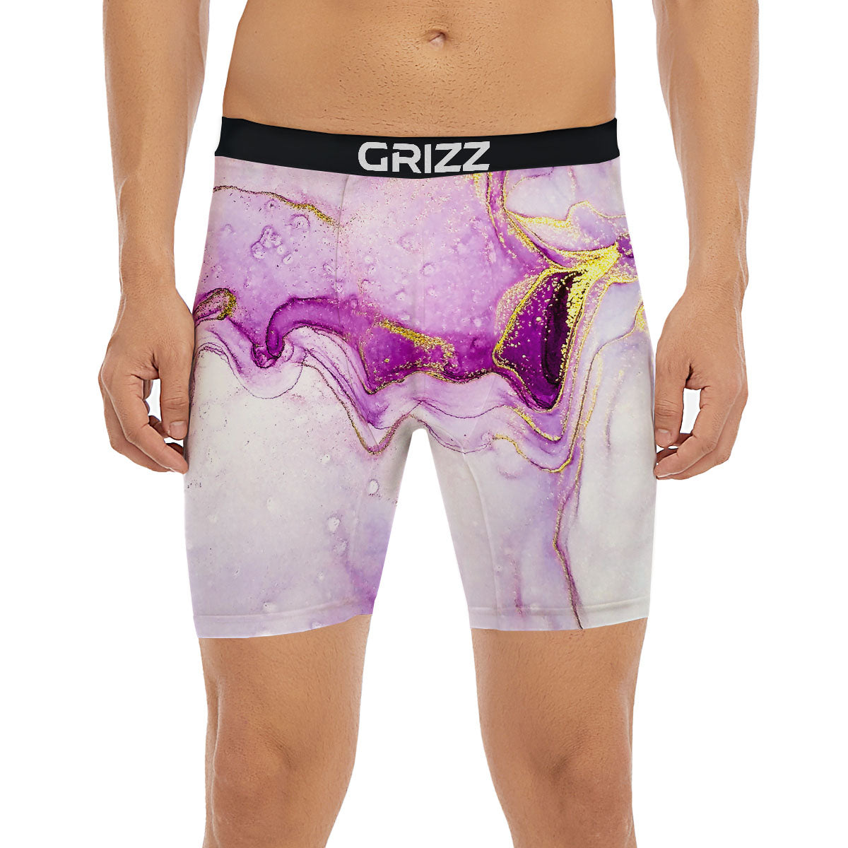 Marble Liquid Purple Print Pattern Boxer Briefs-grizzshop