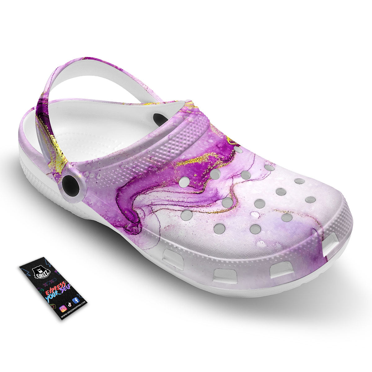 Marble Liquid Purple Print Pattern Clog-grizzshop