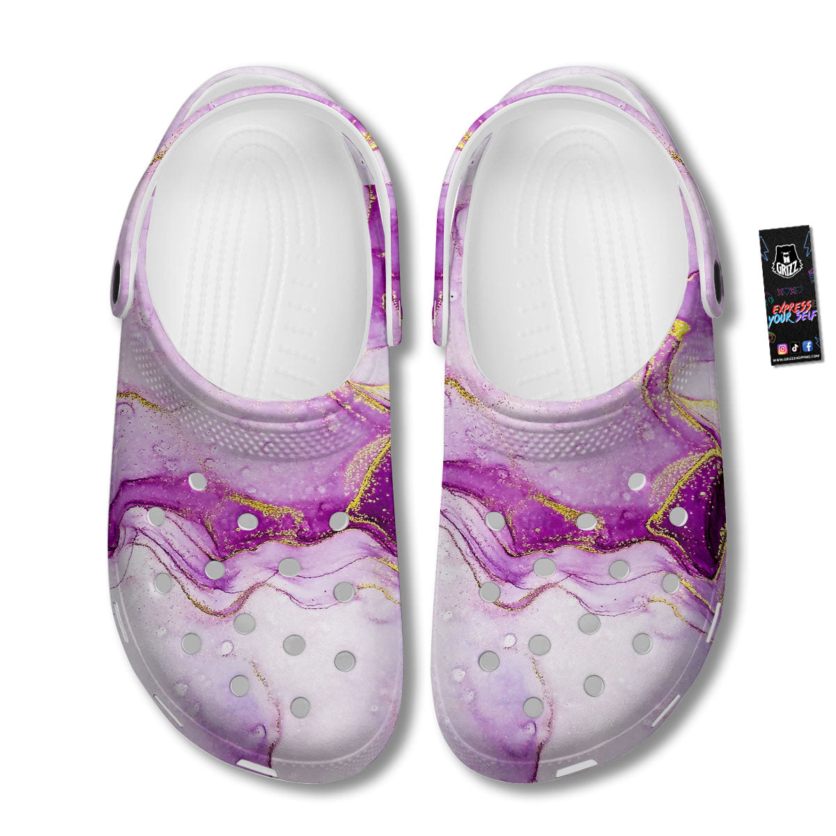 Marble Liquid Purple Print Pattern Clog-grizzshop