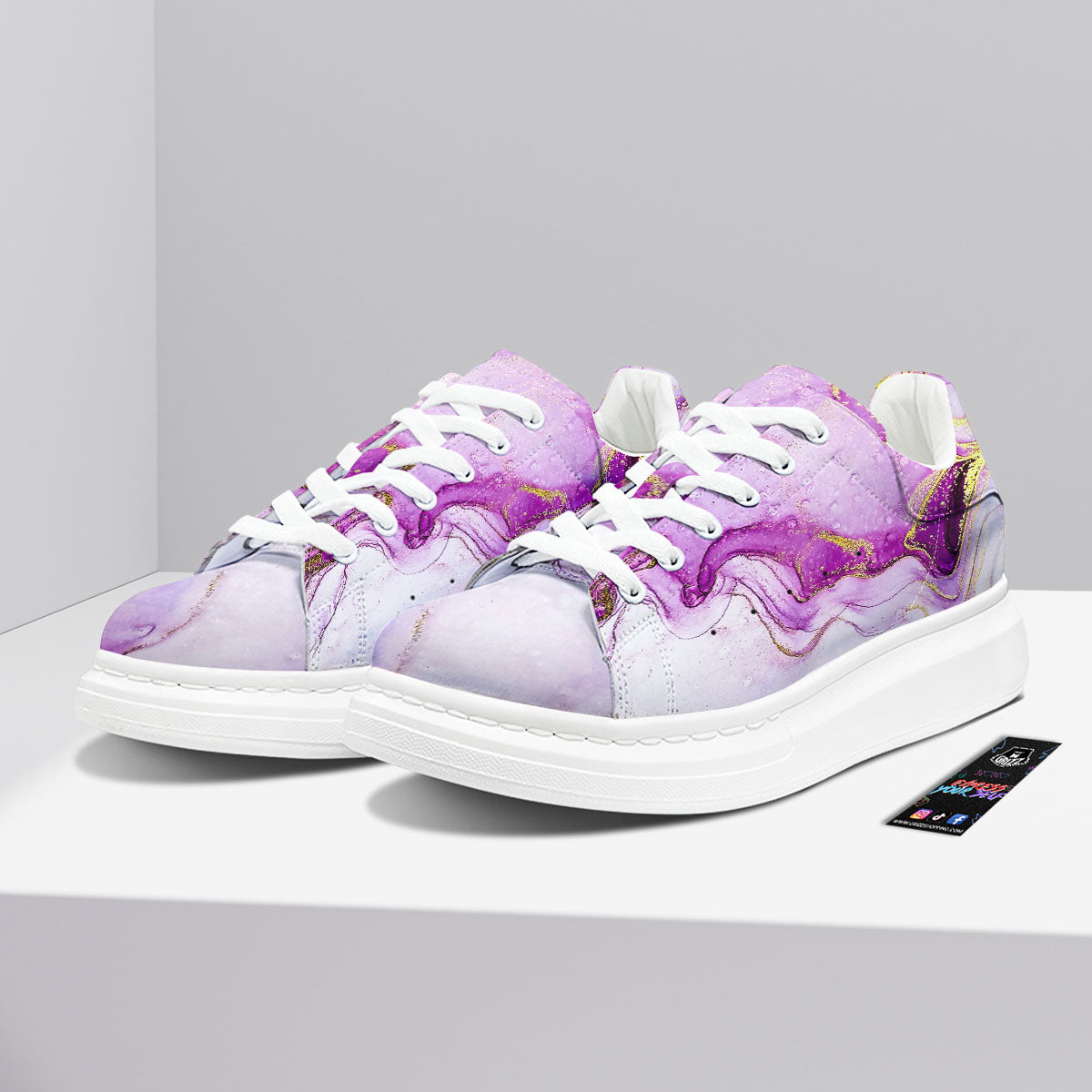 Marble Liquid Purple Print Pattern Platform Shoes-grizzshop