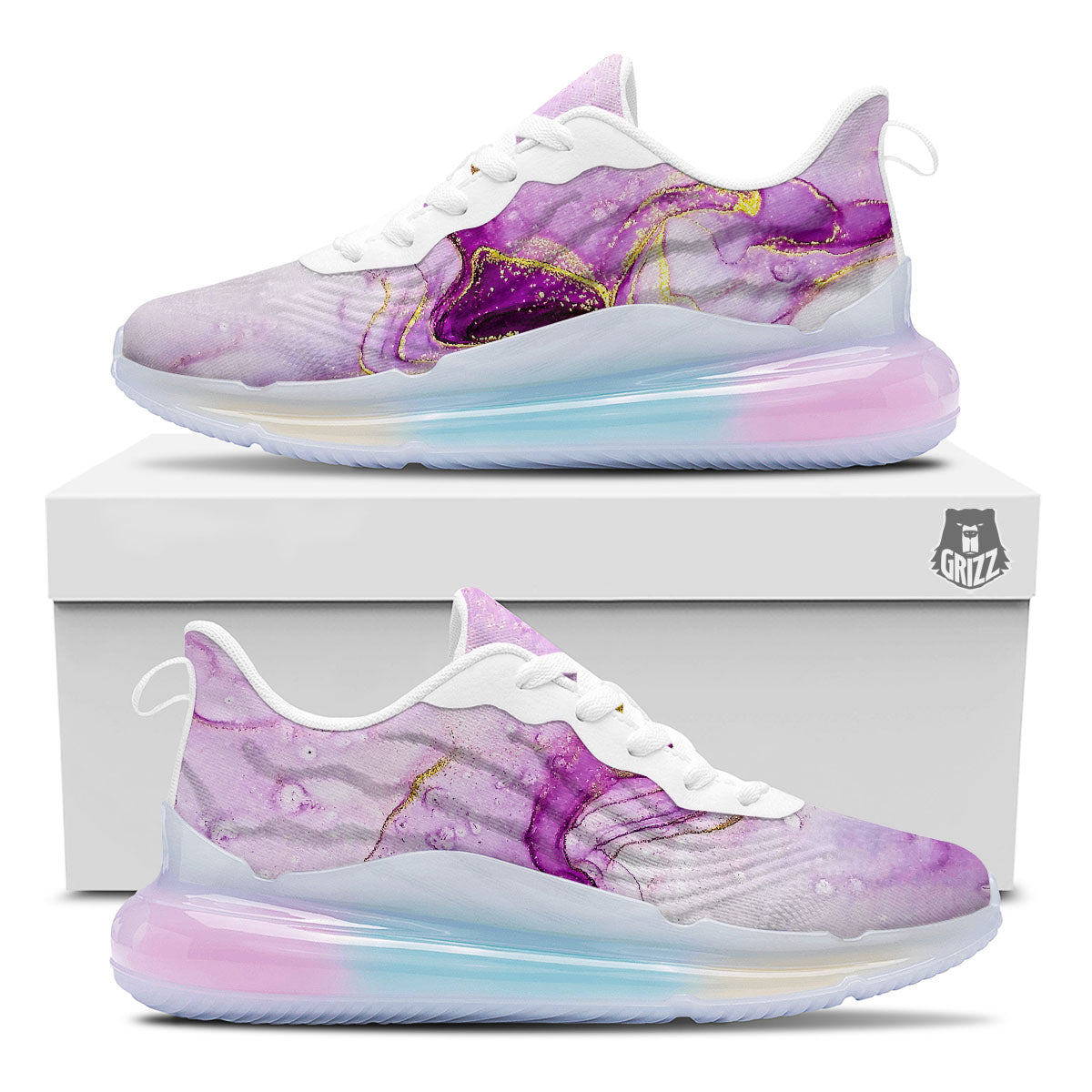 Marble Liquid Purple Print Pattern Running Sneakers-grizzshop