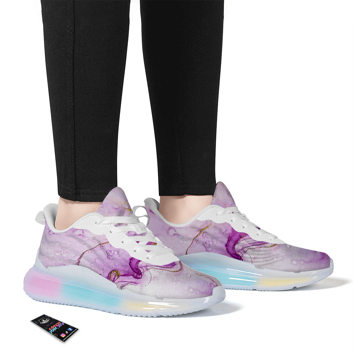 Marble Liquid Purple Print Pattern Running Sneakers-grizzshop