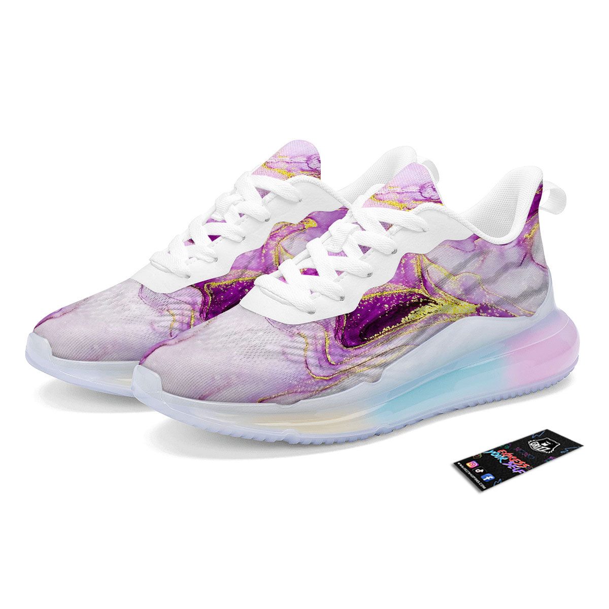 Marble Liquid Purple Print Pattern Running Sneakers-grizzshop