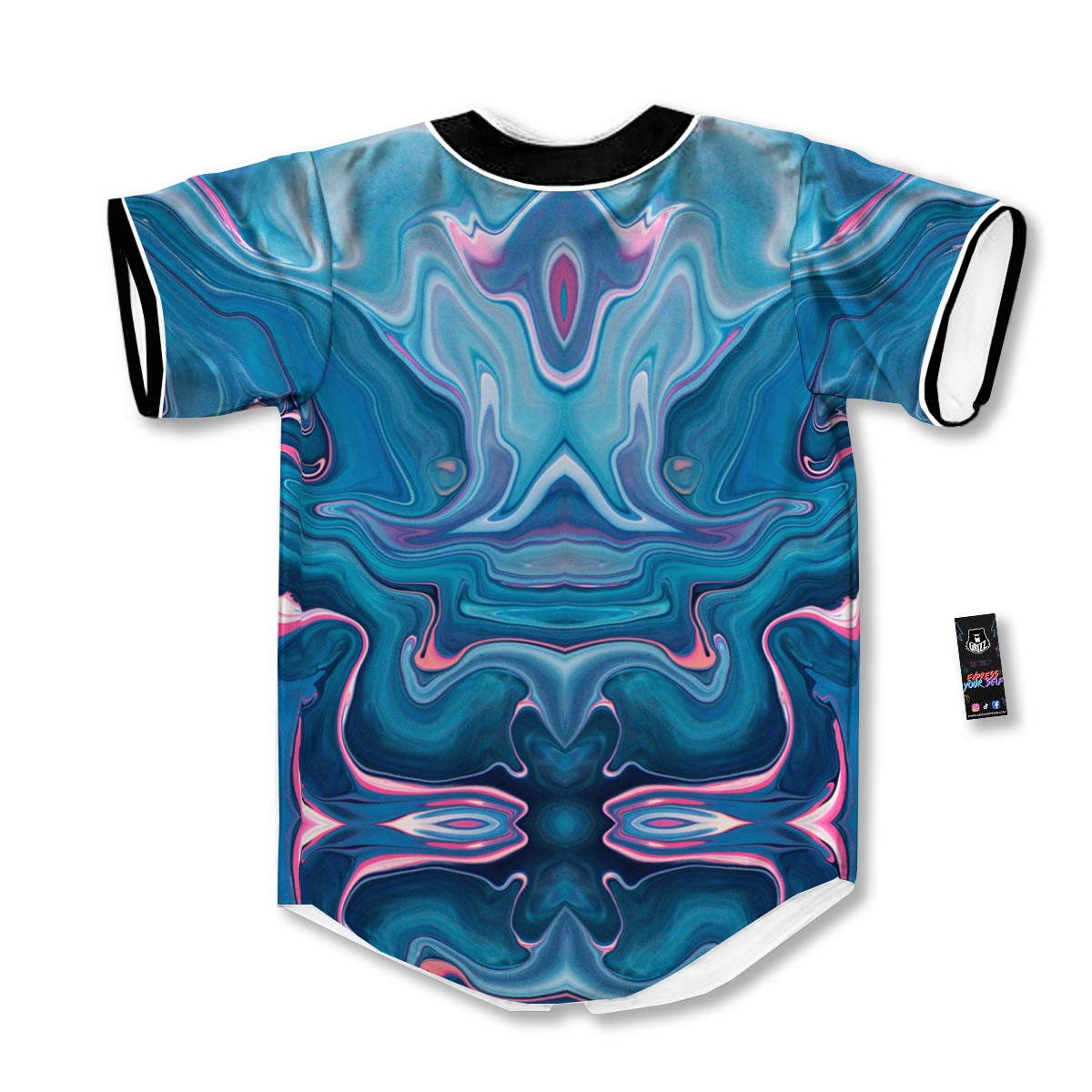 Marble Liquid Teal Pink Print Pattern Baseball Jersey-grizzshop