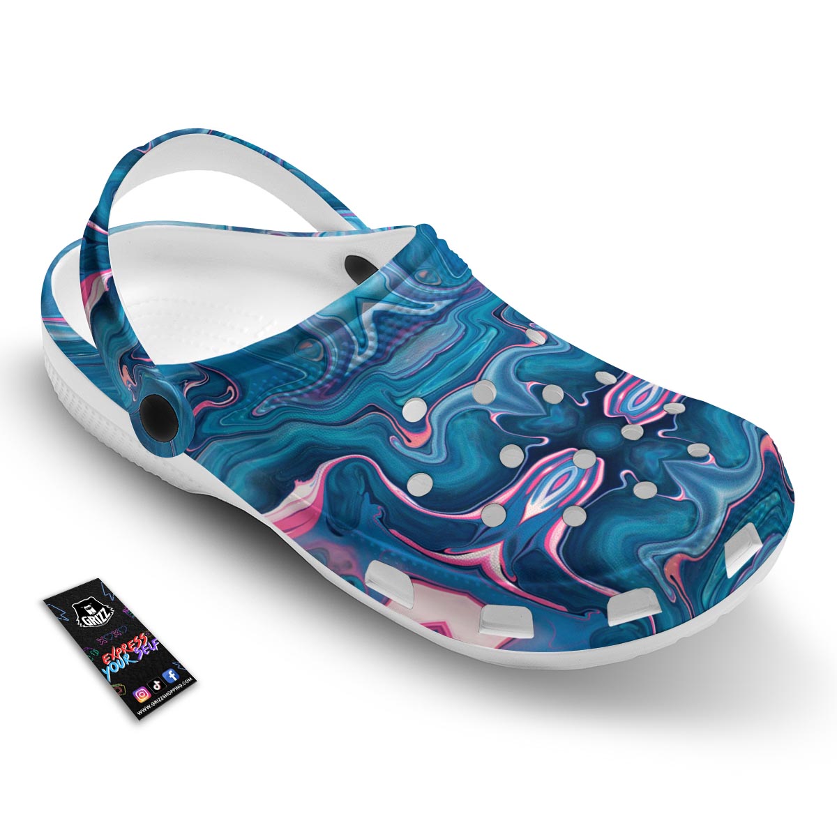 Marble Liquid Teal Pink Print Pattern Clog-grizzshop