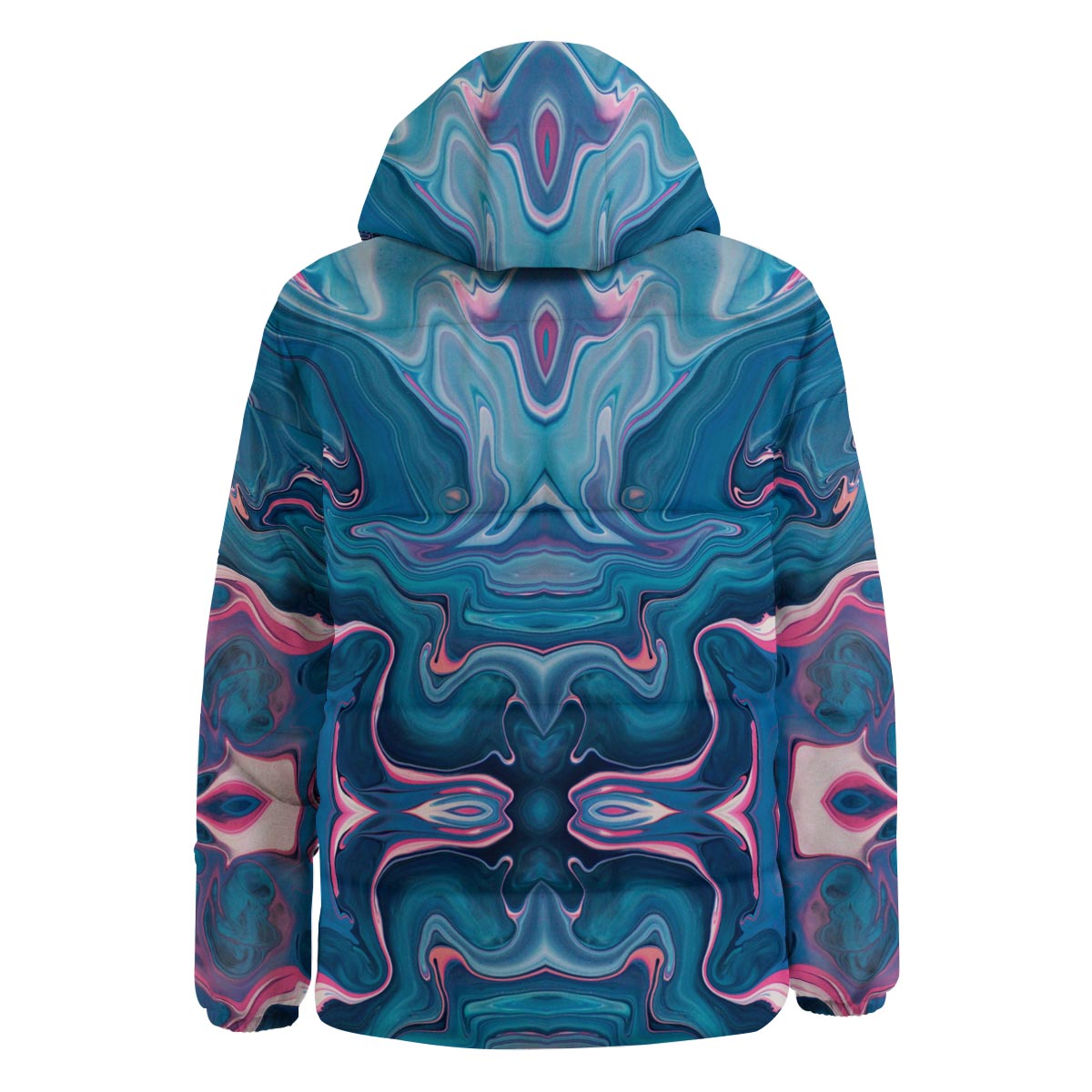 Marble Liquid Teal Pink Print Pattern Down Jacket-grizzshop