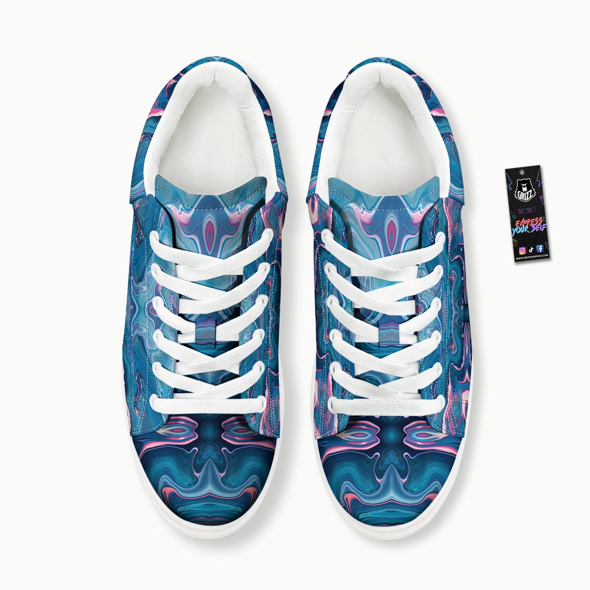Marble Liquid Teal Pink Print Pattern Platform Shoes-grizzshop