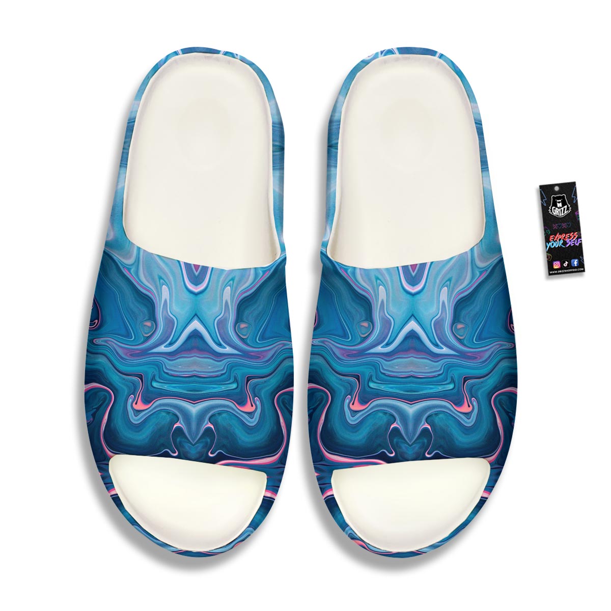 Marble Liquid Teal Pink Print Pattern Sandals-grizzshop