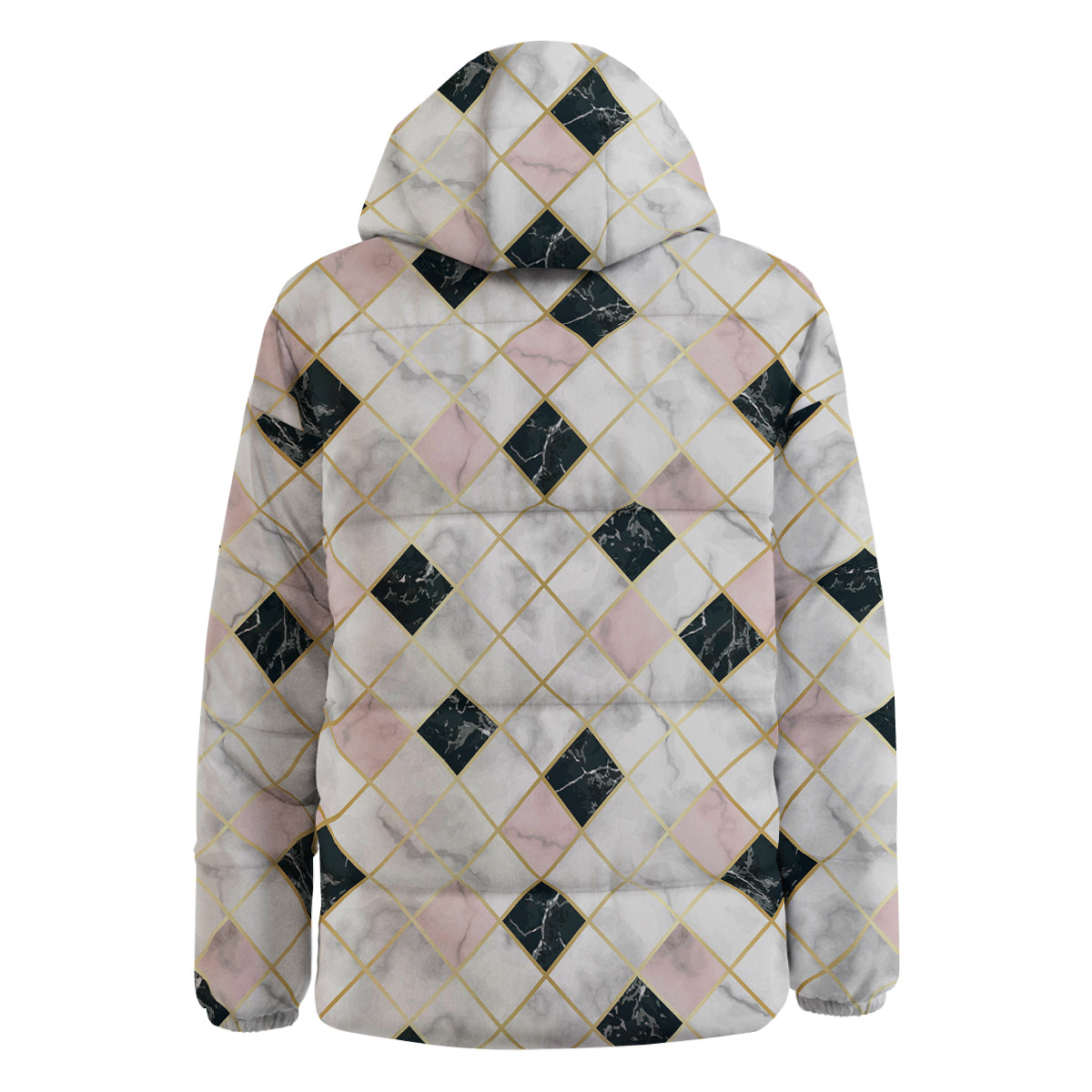 Marble Luxury Geometric Print Down Jacket-grizzshop