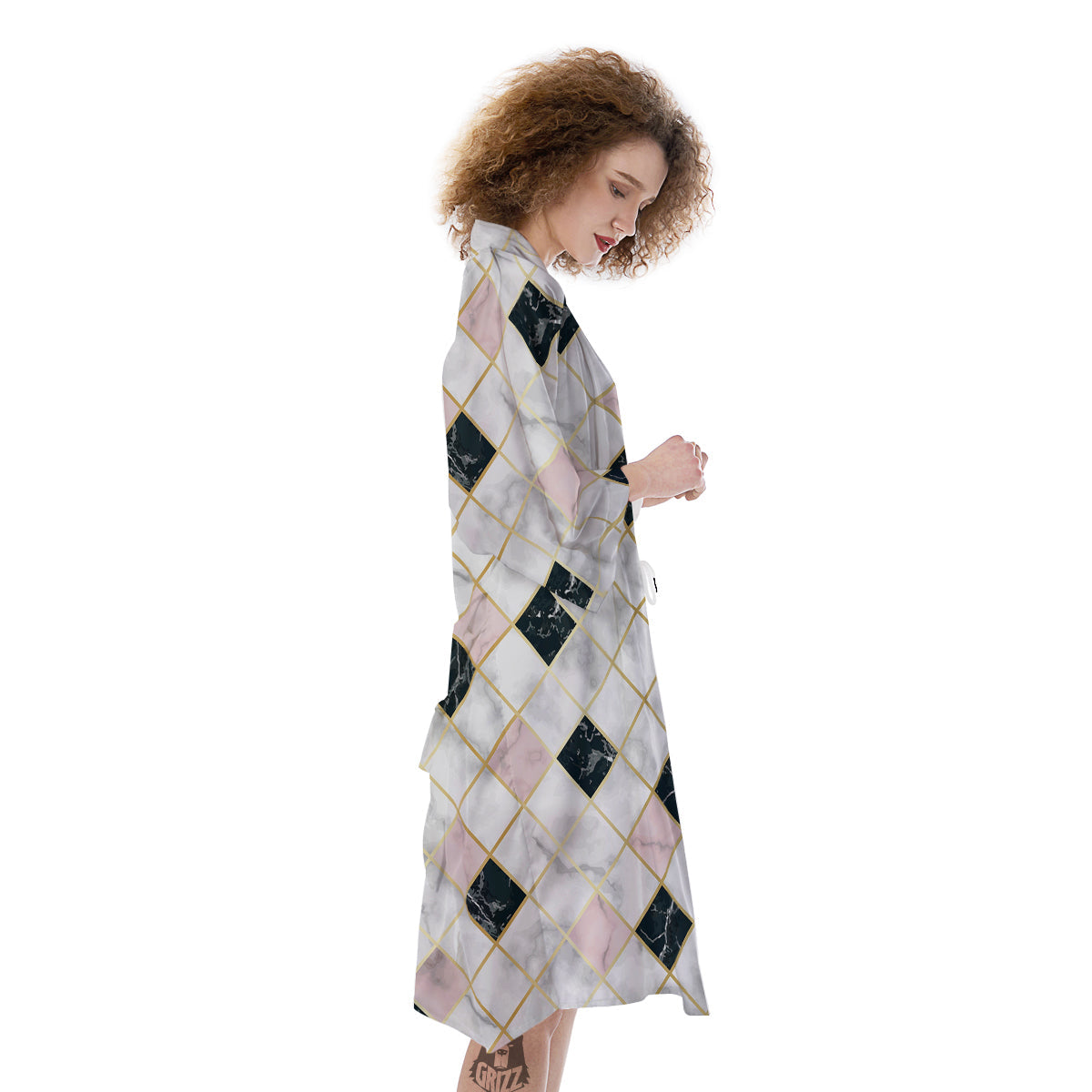 Marble Luxury Geometric Print Kimono-grizzshop