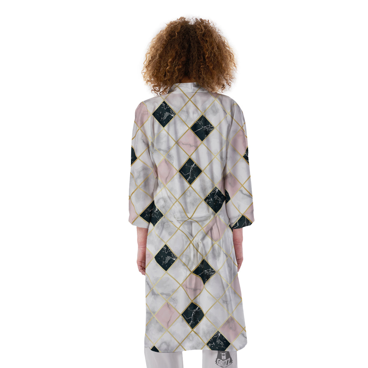 Marble Luxury Geometric Print Kimono-grizzshop