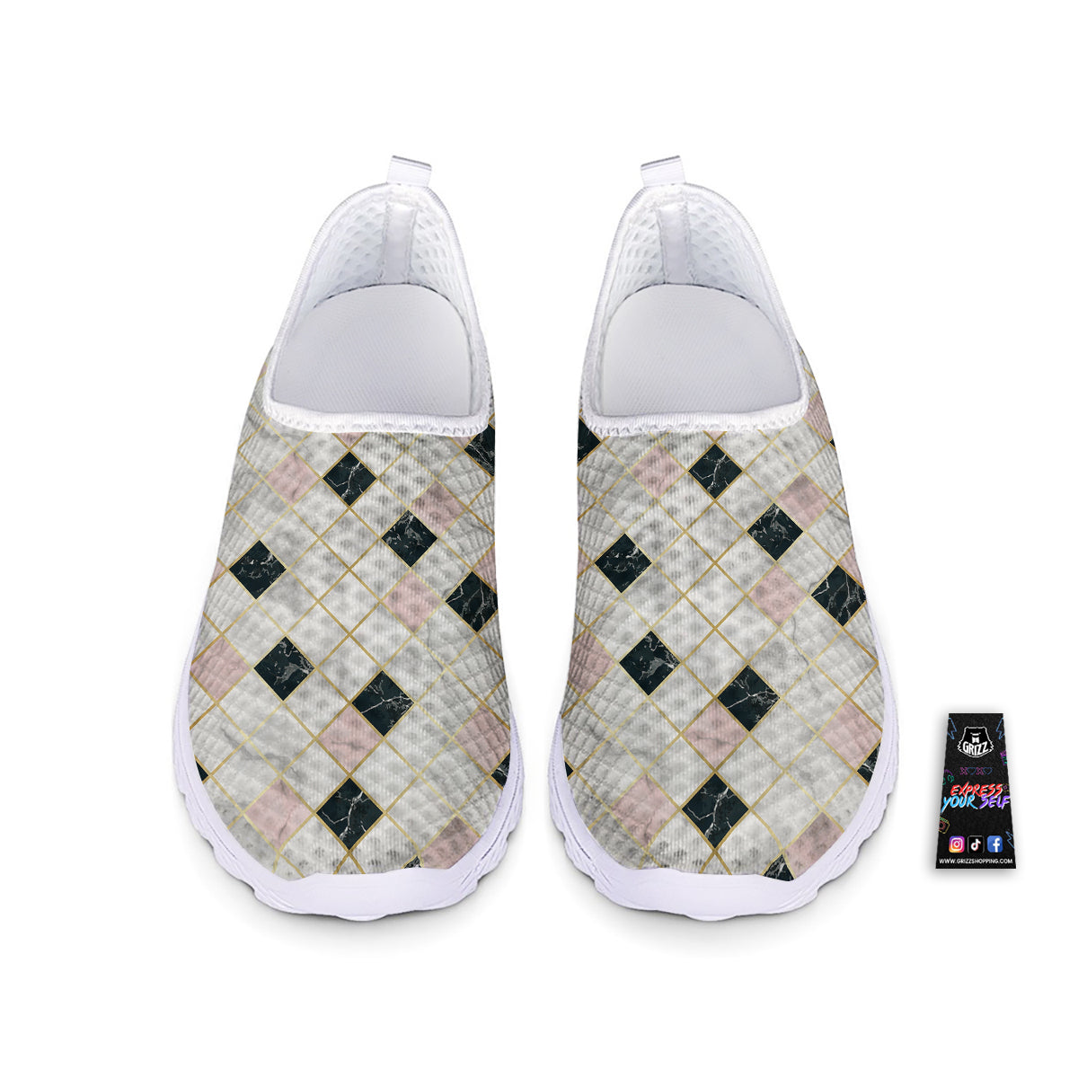 Marble Luxury Geometric Print Nurse Shoes-grizzshop