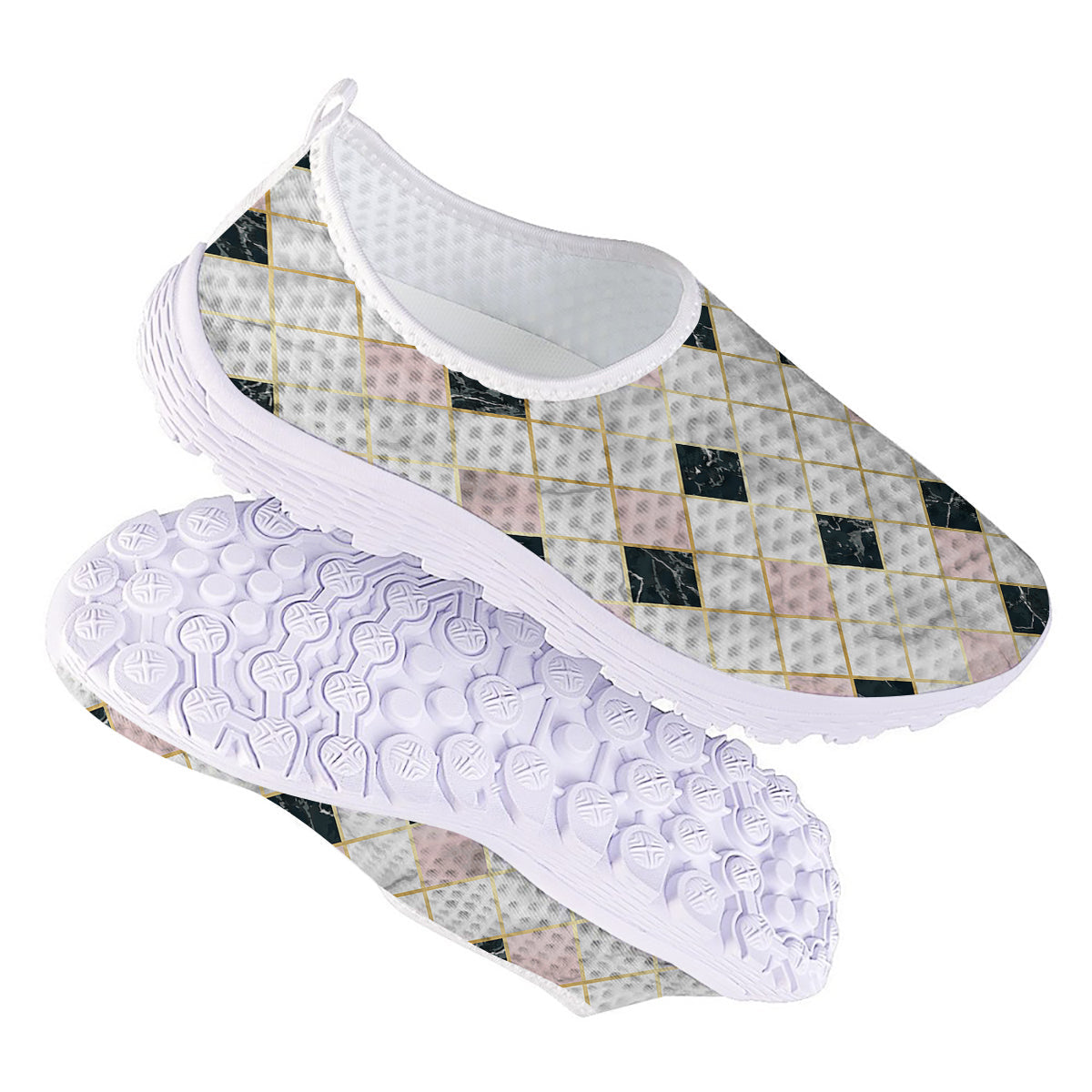 Marble Luxury Geometric Print Nurse Shoes-grizzshop