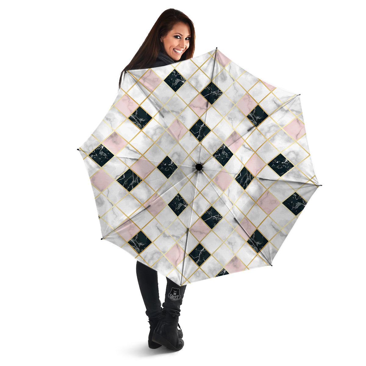 Marble Luxury Geometric Print Umbrella-grizzshop