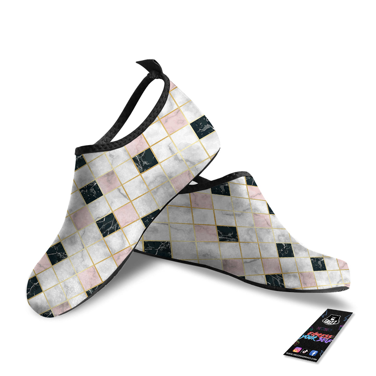 Marble Luxury Geometric Print Water Shoes-grizzshop
