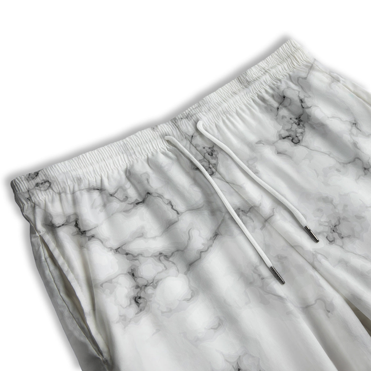 Marble Natural Black White Print Men's Athletic Shorts