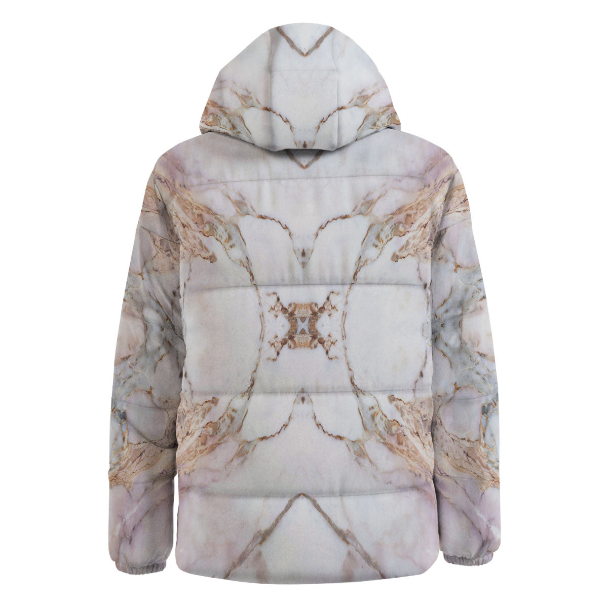 Marble Pink Grey White Print Pattern Down Jacket-grizzshop