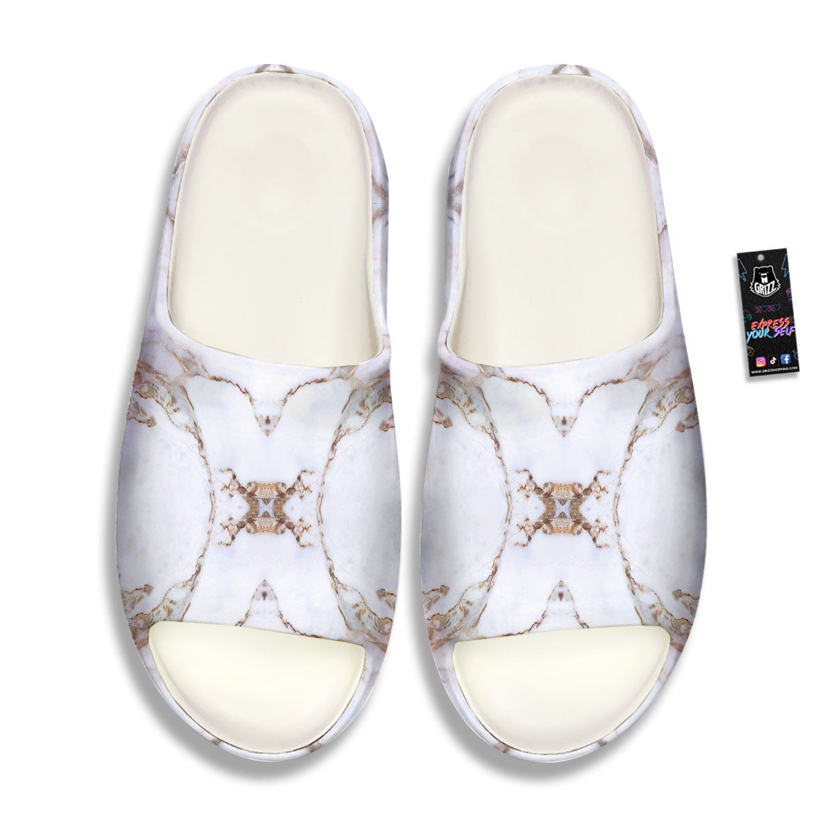 Marble Pink Grey White Print Pattern Sandals-grizzshop