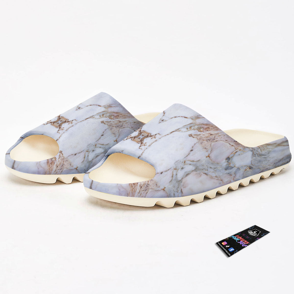 Marble Pink Grey White Print Pattern Sandals-grizzshop