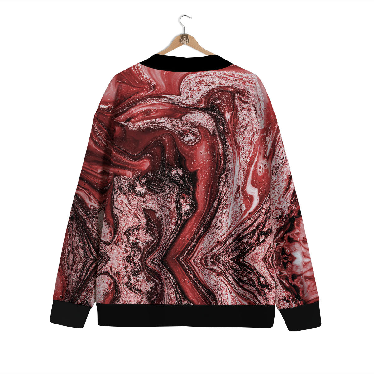 Marble Red Print Pattern Cardigan-grizzshop